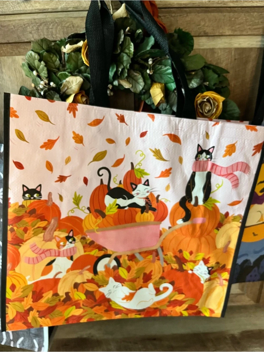 NWOT Fall Reusable Totes Bag - Pink and Orange 3 included